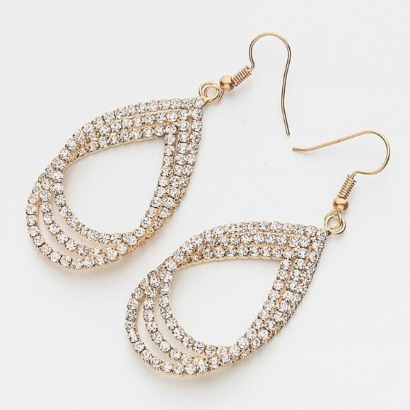 Jewelry earrings drop dangle party evening elegant sparkly sparkle crystals new - Picture 1 of 3